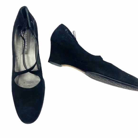 Prevata Italian Suede Mary Jane Wedge Sandal 8.5 - Picture 1 of 4